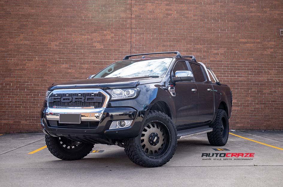 FORD RANGER GD03 MATTE BLACK MACHINED FACE WITH DARK MATTE TINT